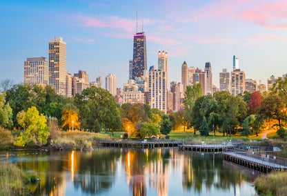 Chicago Skyline with Lake Michigan in the foreground