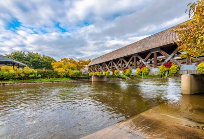 Bridge leading to Naperville, IL over the Dupage River